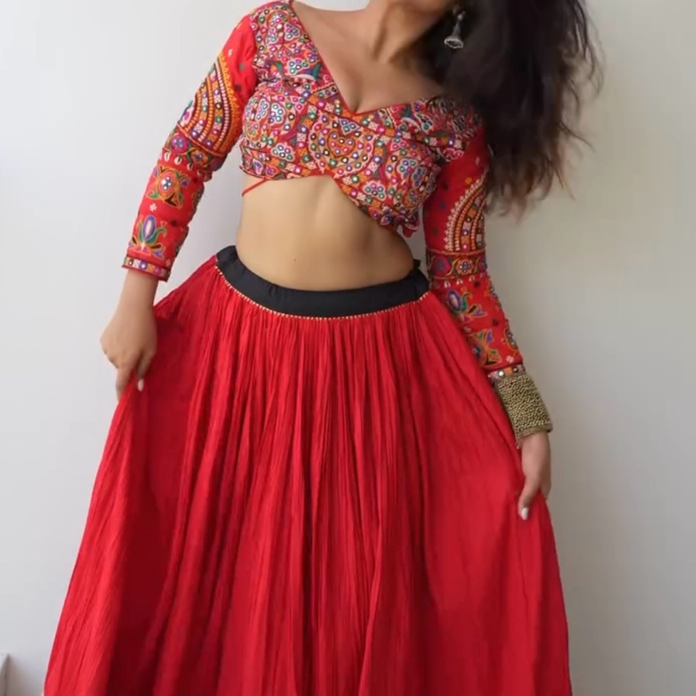 Vibrant Red and Multicolor Lehenga Choli
